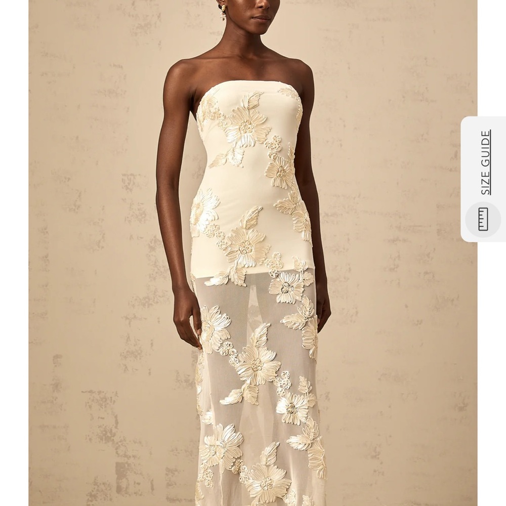 Miss Rossi Cream Strapless Sheath Dress